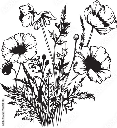beautiful flowers decorative sketch generative ai