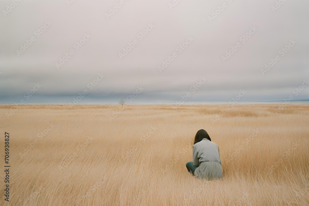 Obraz premium The feeling of isolation, loneliness and suicidal