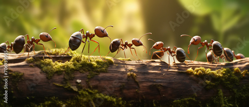 Ants marching extreme closeup photo