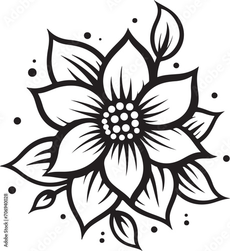 hand drawn simple flower outline illustration generative ai