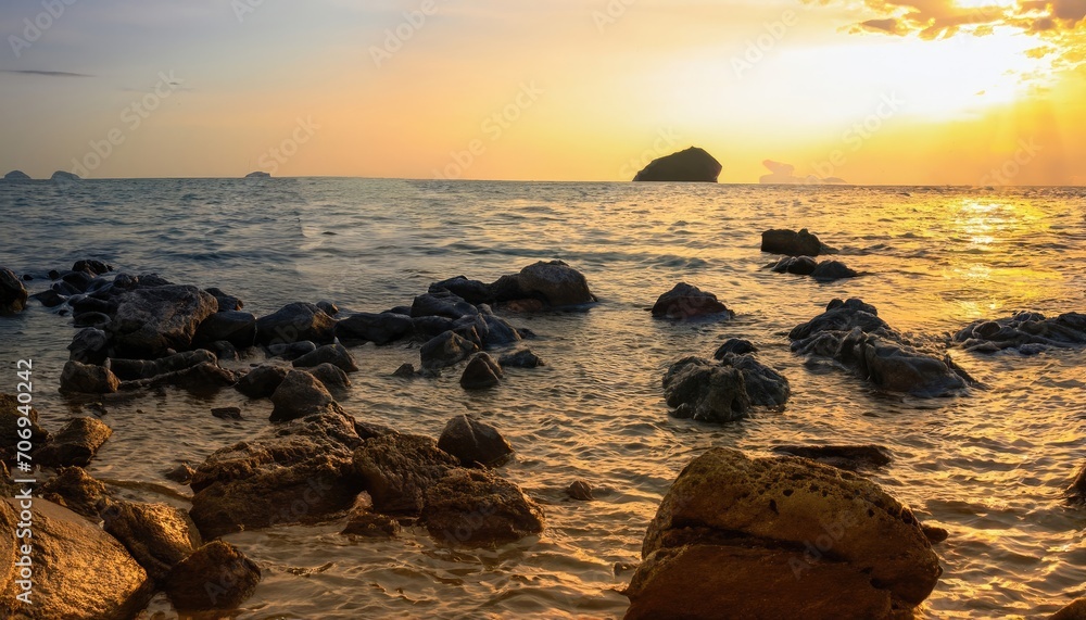 Sea stones at sunset Phi Phi Island Thailand Sea stones at sunset Phi Phi Island Thailand