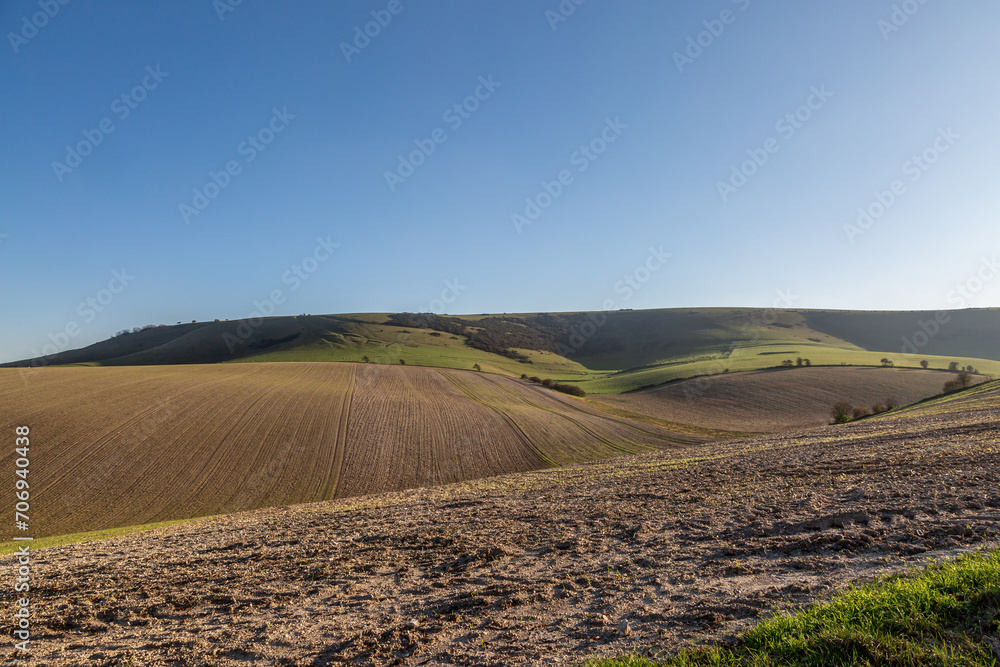 An idyllic rural Sussex view on a sunny winter's day