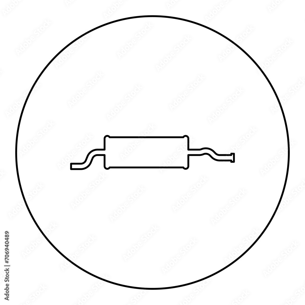 Exhaust pipe car muffler silencer icon in circle round black color vector illustration image outline contour line thin style Exhaust pipe car muffler silencer icon in circle round black color vector illustration image outline contour line thin style