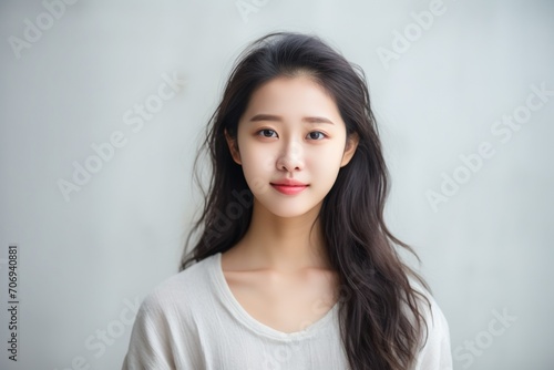 Portrait of a beautiful teenage girl wearing casual clothes and posing for photos against the soft morning sunlight.