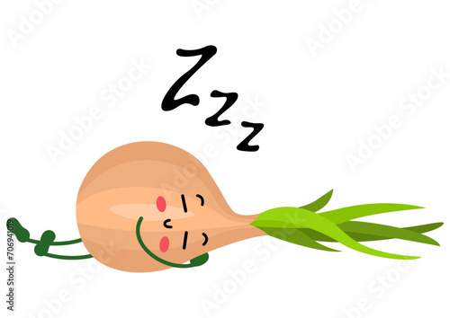 Fresh onion funny mascot sleeping