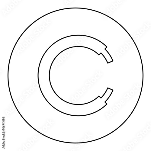 Rope line hawser cable electric circle shape for car icon in circle round black color vector illustration image outline contour line thin style