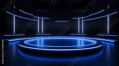 Blue podiums 3d background with cylinder podium podium scene abstract minimal scene 