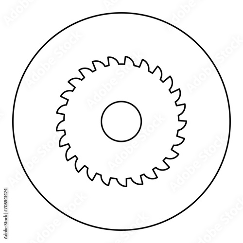 Round knife millstone circular saw disc icon in circle round black color vector illustration image outline contour line thin style