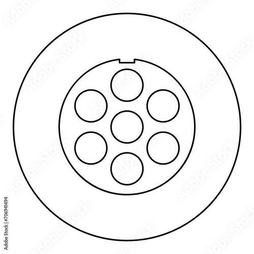 Grate for meat grinder plate mincer device for growing shallow of meat lattice sieve icon in circle round black color vector illustration image outline contour line thin style