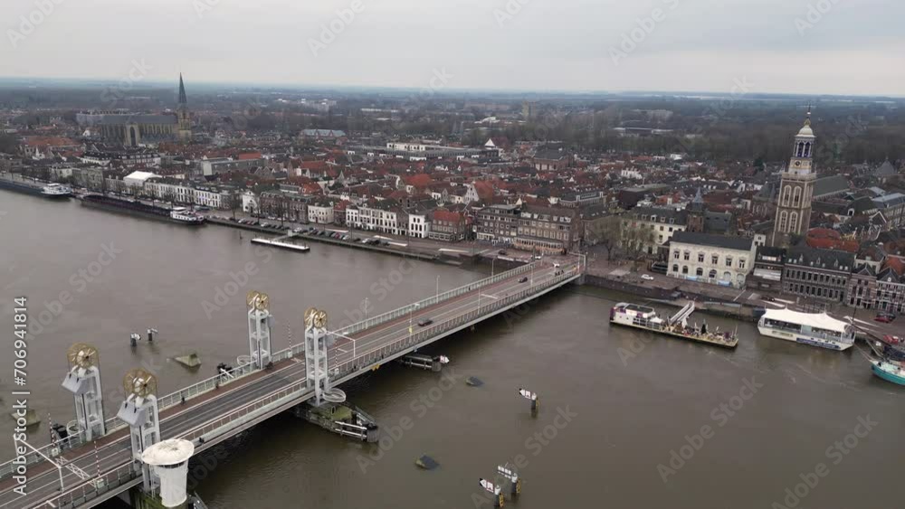 Kampen City Skyline Aerial View From The River Ijssel Kampen City Skyline Aerial View From The River Ijssel