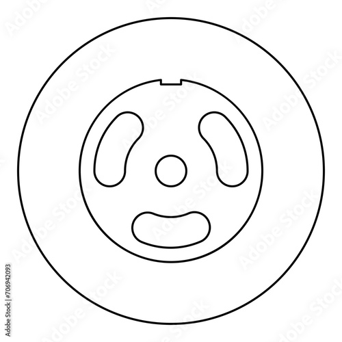Grate for meat grinder plate mincer device for growing shallow of meat lattice sieve icon in circle round black color vector illustration image outline contour line thin style