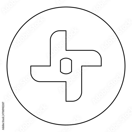 Knife for meat grinder mincer chopper accessory spare component part icon in circle round black color vector illustration image outline contour line thin style