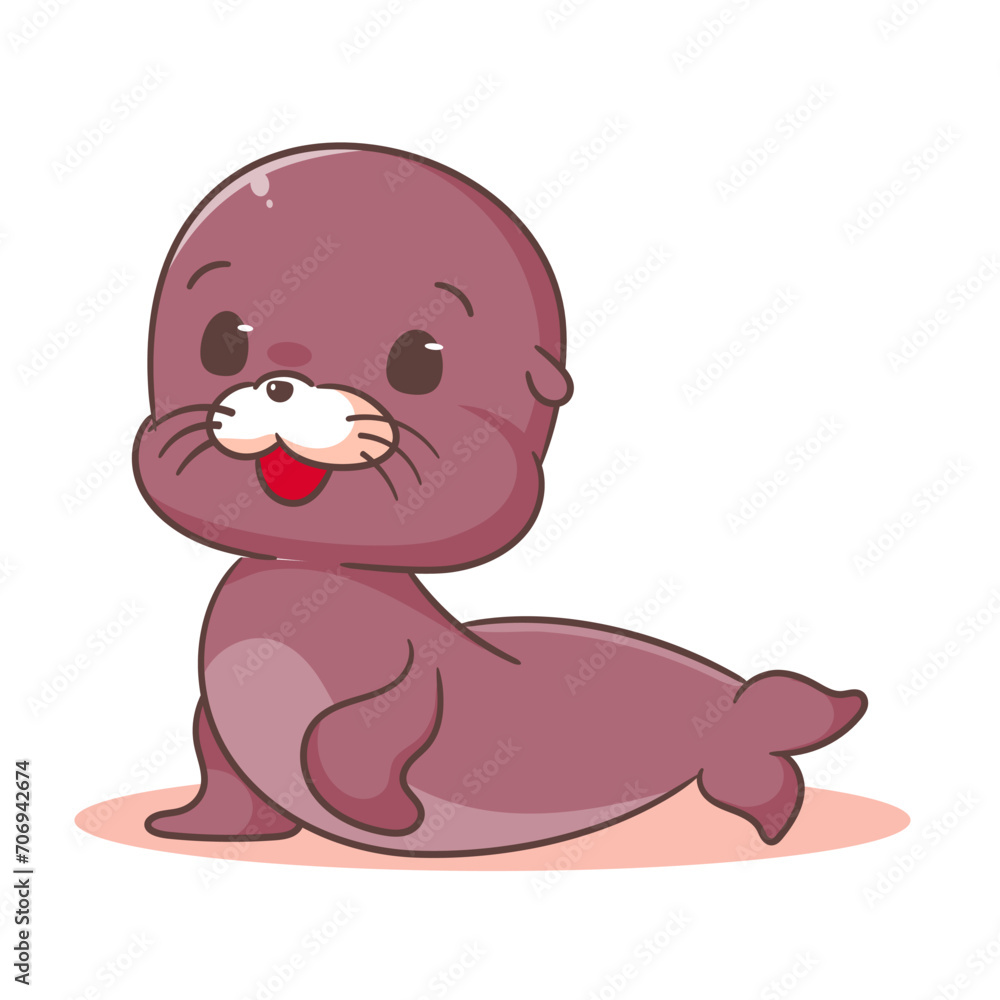 Cute Sea lion cartoon vector. Adorable animal character concept design. Mascot illustration isolated white background Cute Sea lion cartoon vector. Adorable animal character concept design. Mascot illustration isolated white background