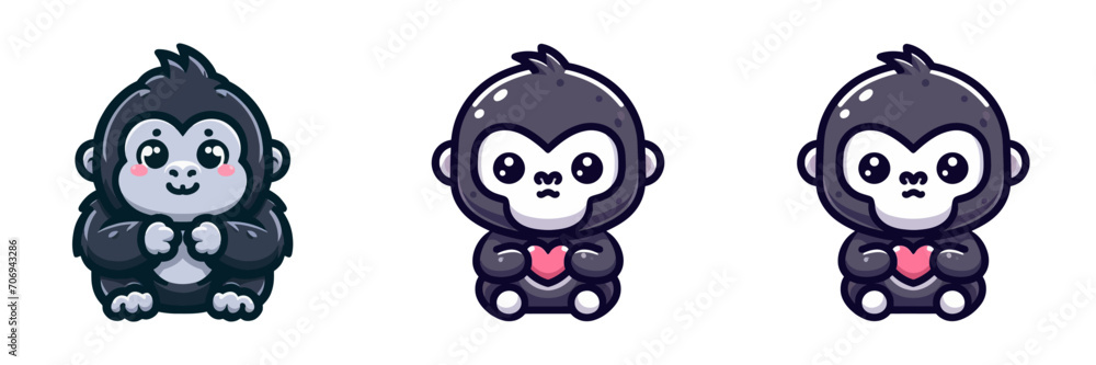 Cute monkey icon. Vector illustration