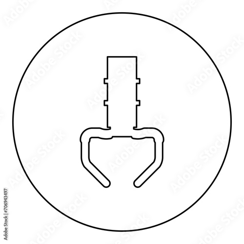 Prize toy manipulator iron hook crane claw picker icon in circle round black color vector illustration image outline contour line thin style