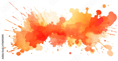 Orange Paint stain watercolor isolated on white