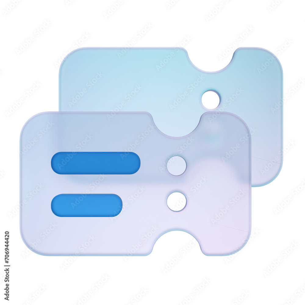 Tickets 3d icon for business presentation. Render infographics illustration