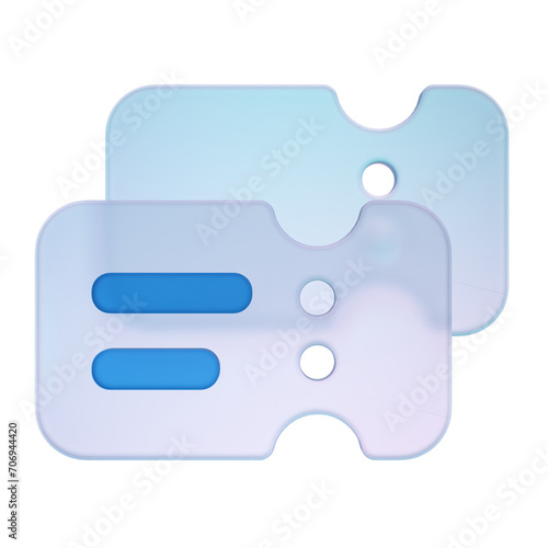 Tickets 3d icon for business presentation. Render infographics illustration