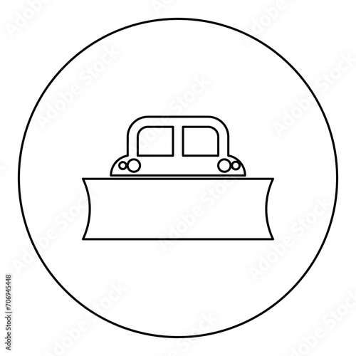 Snowblower snow clear machine snowplow truck plough clearing vehicle equipped seasons transport winter highway service equipment clean icon in circle round black color vector illustration image 