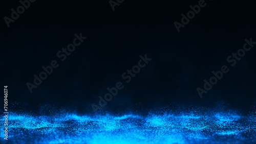 Abstract blue wave particle on dark background