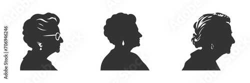 Elderly lady silhouette. Vector illustration