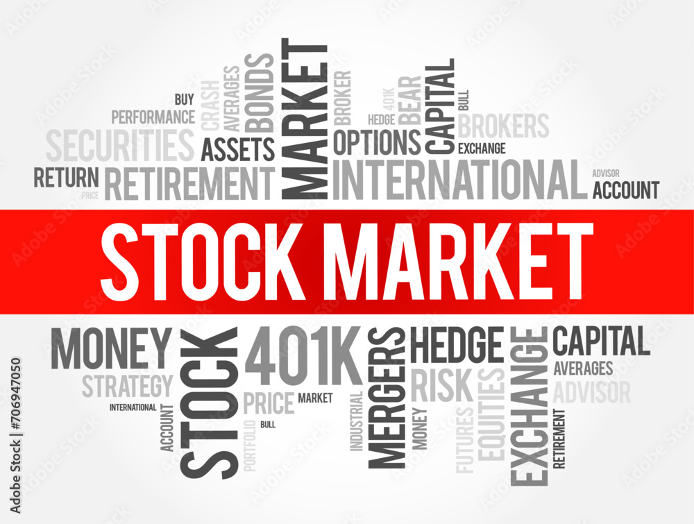 Stock Market word cloud collage, business concept background Stock Market word cloud collage, business concept background