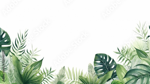 tropical leaves background with wide copy space for text