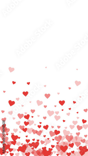 Red hearts scattered on white background.