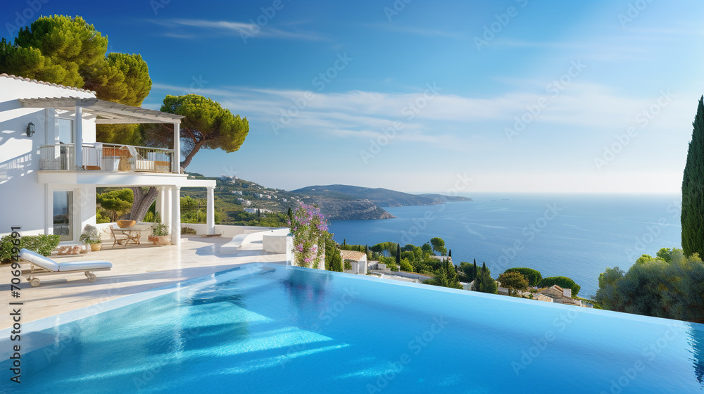 Mediterranean Bliss: Traditional White House with Pool and Panoramic Sea View