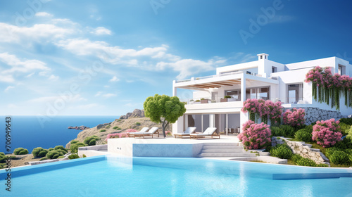 Hillside Elegance  White House with Pool Offering Stunning Sea Views for Summer Getaways
