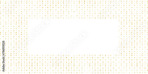 Golden Glitter Heart Confetti Frame on Transparent Background - Romantic Overlay for Black & Gold Designs. A romantic and luxurious scattering of golden glitter hearts. For Valentine’s Day