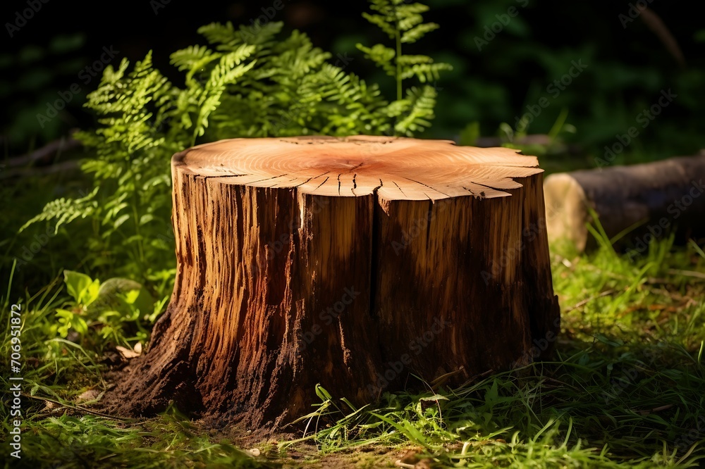 Stump of a cut tree.Tree stump in the park. Selective focus. Shallow depth of field. Stump of a cut tree.Tree stump in the park. Selective focus. Shallow depth of field.