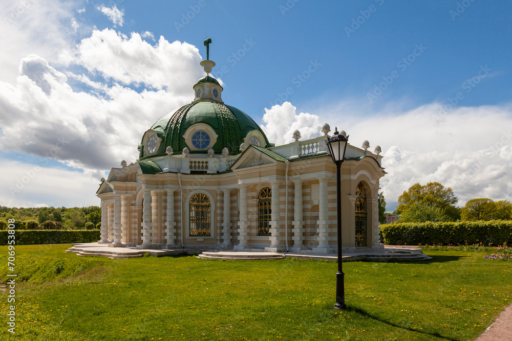 The picturesque Grotto pavilion in Kuskovo Park in Moscow