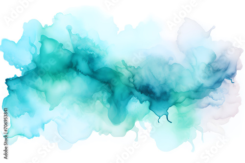 Abstract watercolor turquoise Paint Fluid Liquid  isolated on white background. Color art painting illustration texture  photo