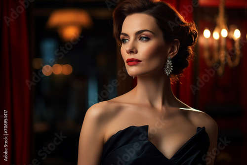 Creative graphics generative ai collage illustration of stunning gorgeous person in elegant outfit celebrate vip party