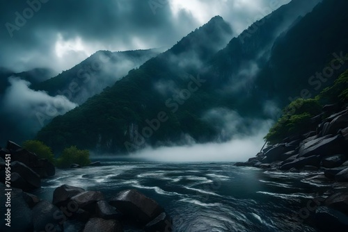 waterfall in the mountains