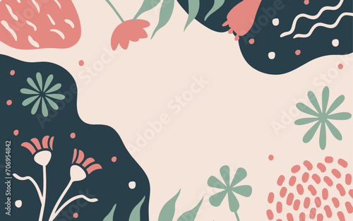 Floral abstract background poster. Good for fashion fabrics, postcards, email header, wallpaper, banner, events, covers, advertising, and more. Valentine's day, women's day, mother's day background. © TasaDigital