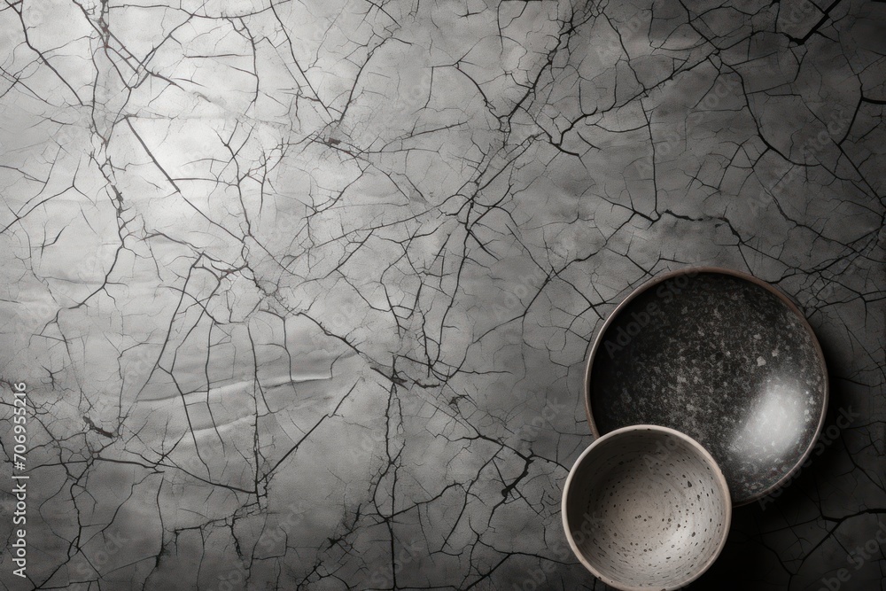 Monochrome kitchenware with a grey Thai granite stone. Generative Ai.