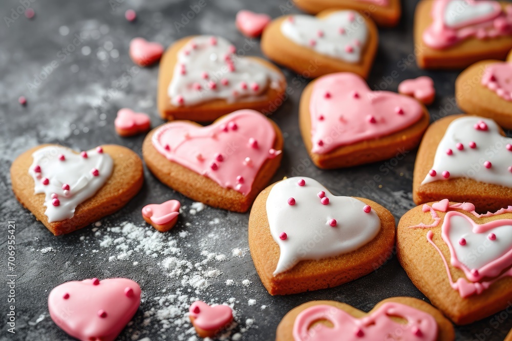 Heart shape sugar cookies for Valentine's Day