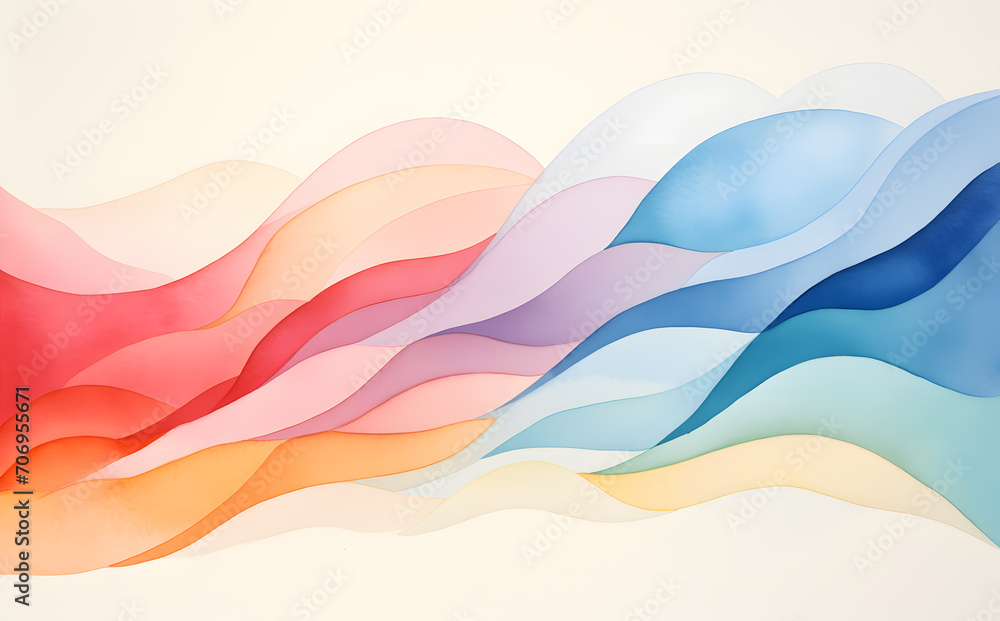 watercolor rainbow waves background