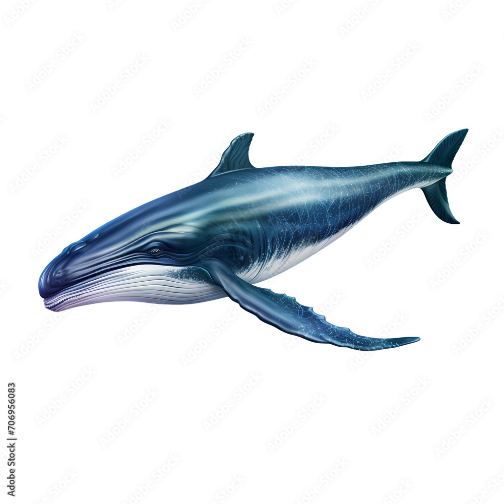 Close-up Blue Whale, isolated on transparent background