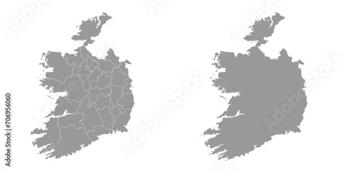 Ireland gray map with counties. Vector illustration.