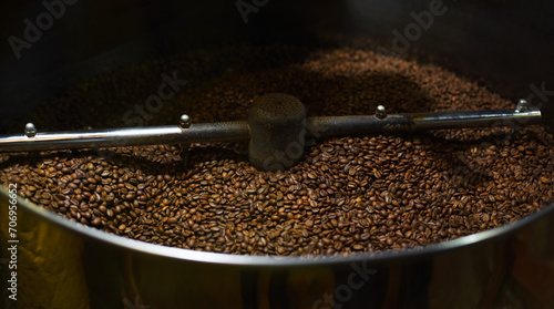 Aromatic coffee beans during roasting