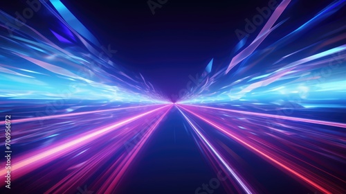 Panoramic high speed technology concept, light abstract background.