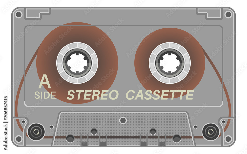 Fototapeta premium Old stereo cassette template. Plastic audio tape