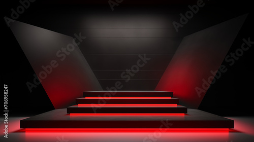 Red podiums 3d background with podium. Podium scene. Abstract minimal scene 