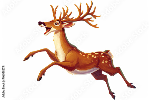cartoon deer is jumping