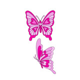 Groovy Hippie whimsical butterflies vector illustration set isolated on white. Pink aesthetic for Valentines Day design. 