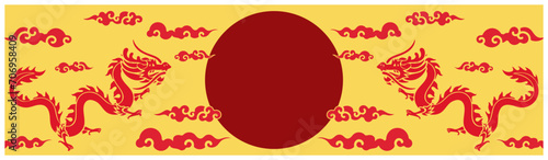 Happy Chinese new year dragon design Japanese, Korean, Vietnamese lunar new year. Vector illustration and banner concept  for cover, card, poster, banner. Chinese zodiac Dragon symbol.