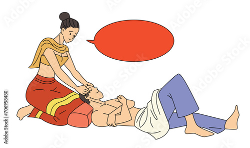 Cartoon vector woman, professional massage therapist, traditional massage, massage, acupressure to relieve stress.